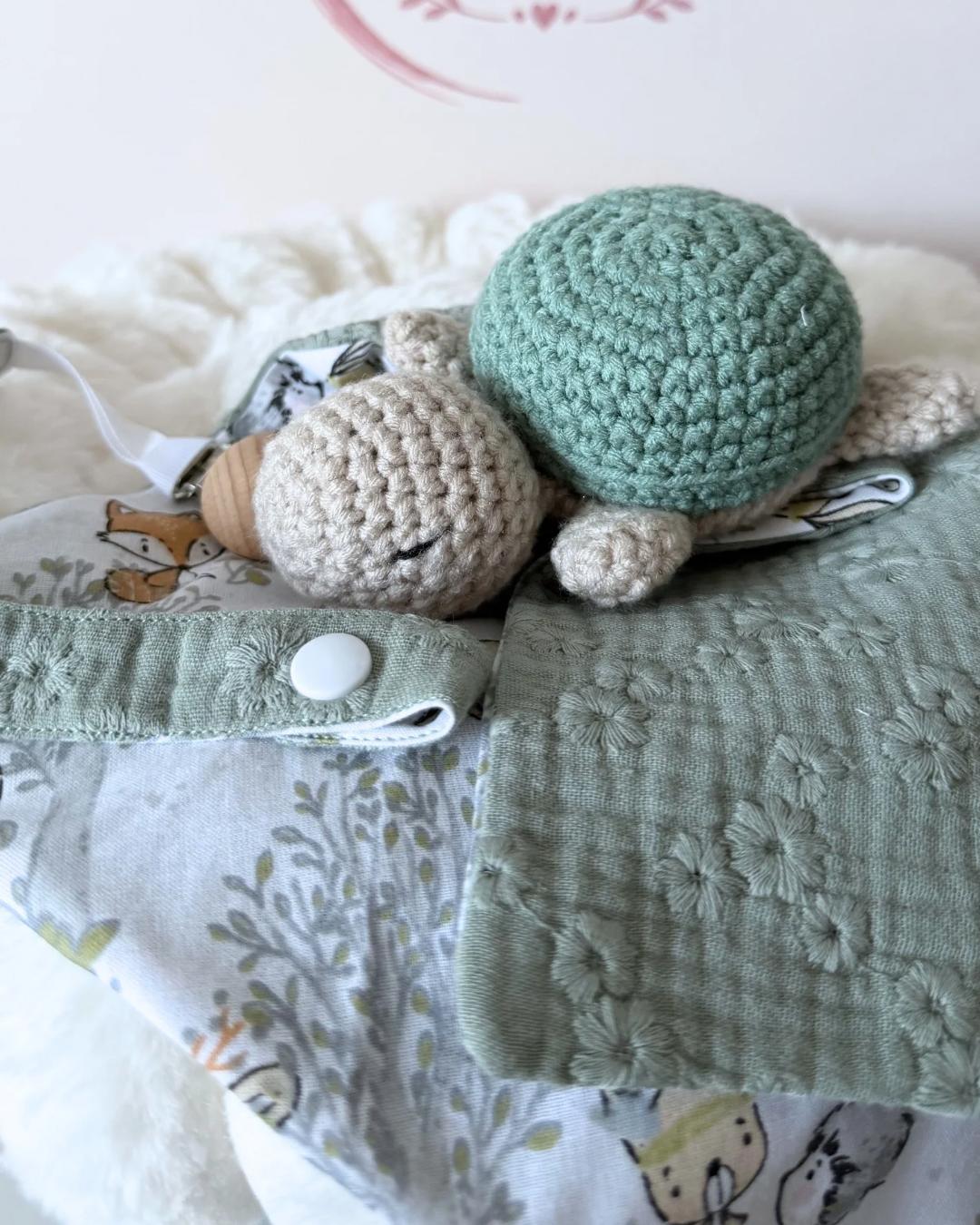 Doudou Premium Forêt – Tortue, Ours ou Lapin | Fait main