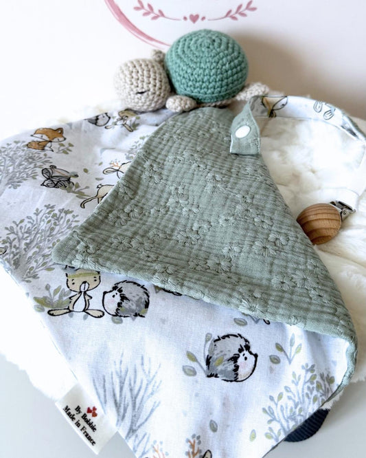 Doudou Premium Forêt – Tortue, Ours ou Lapin | Fait main