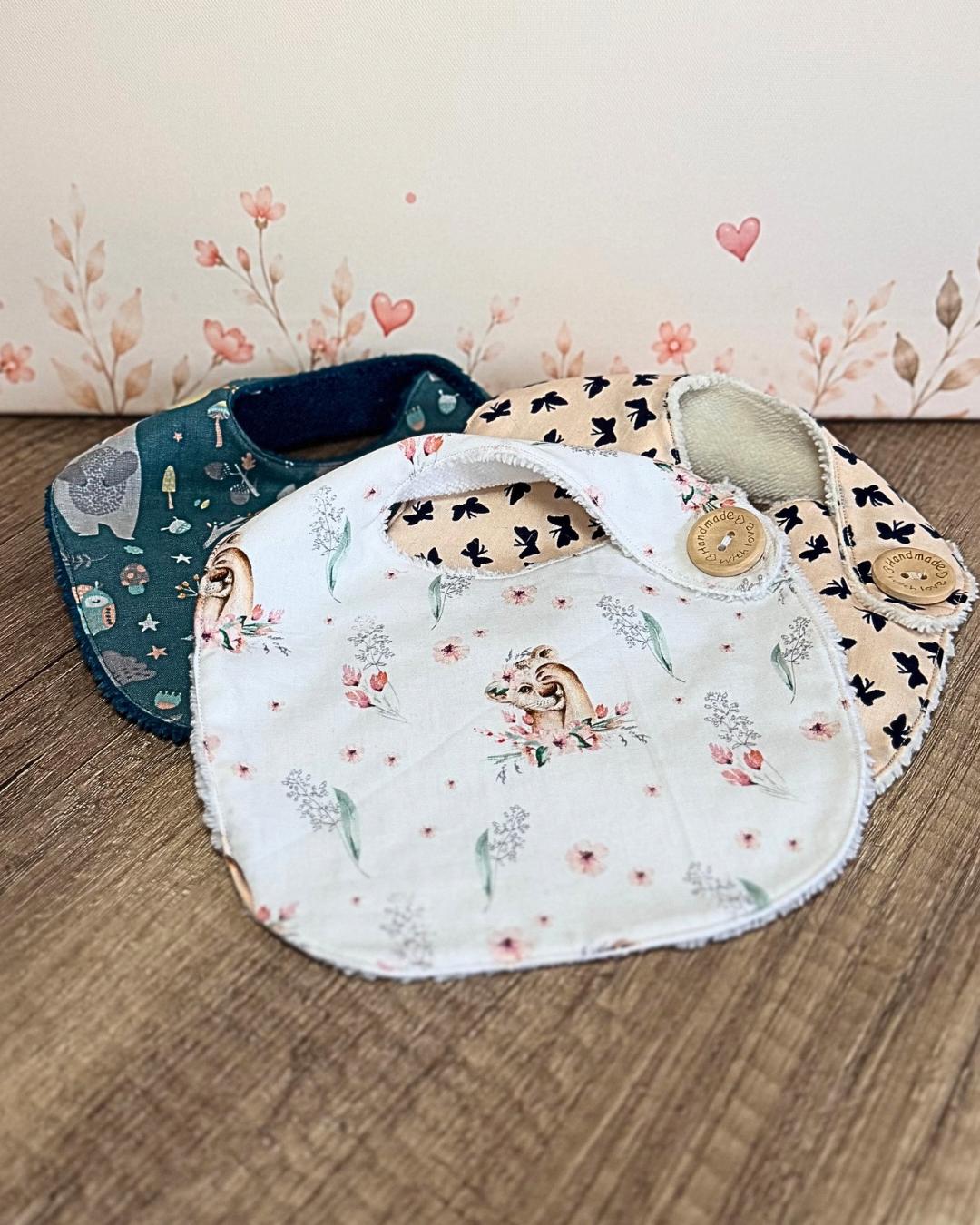 Bavoir naissance en coton & éponge de bambou