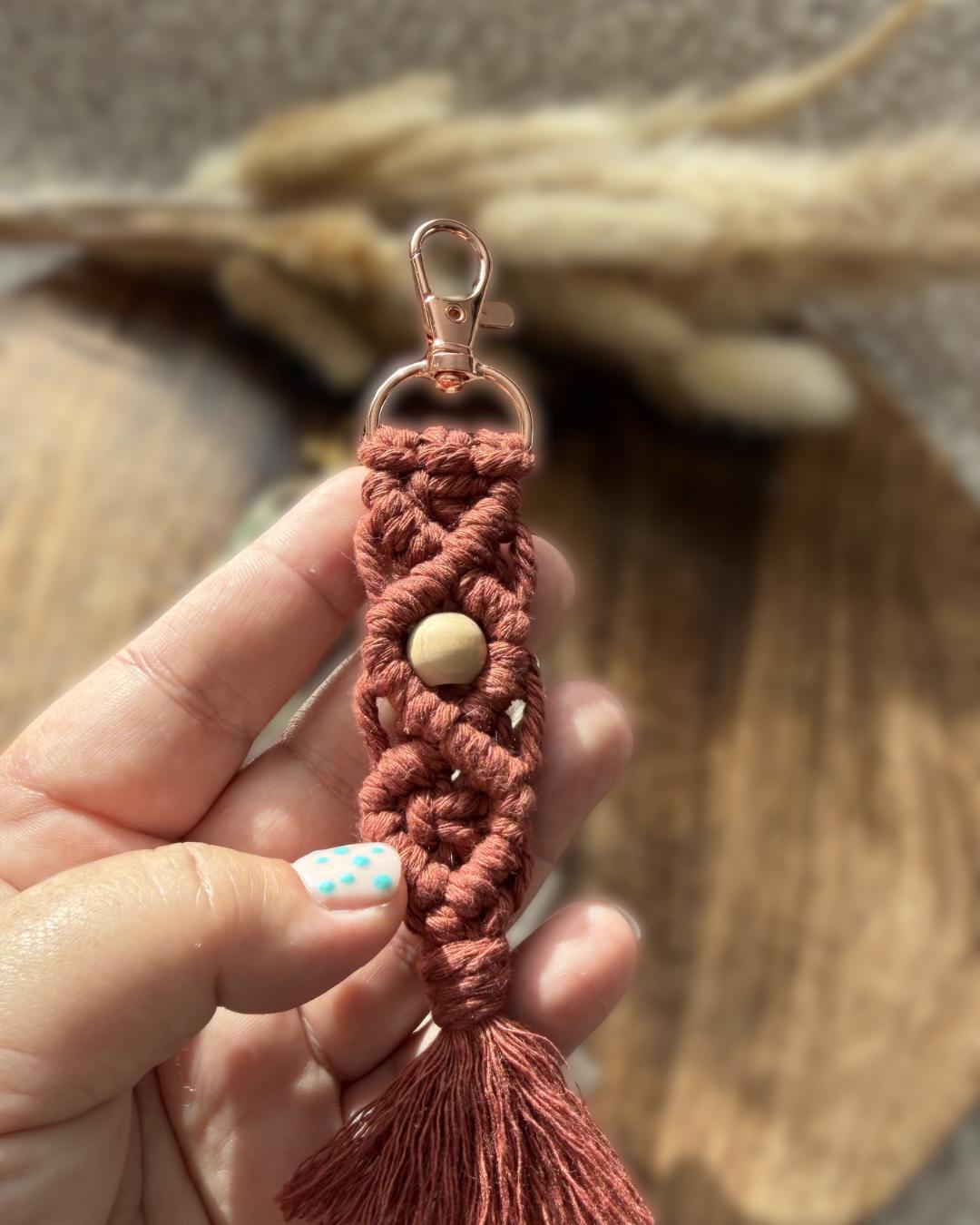 Porte-clés fleur en macramé