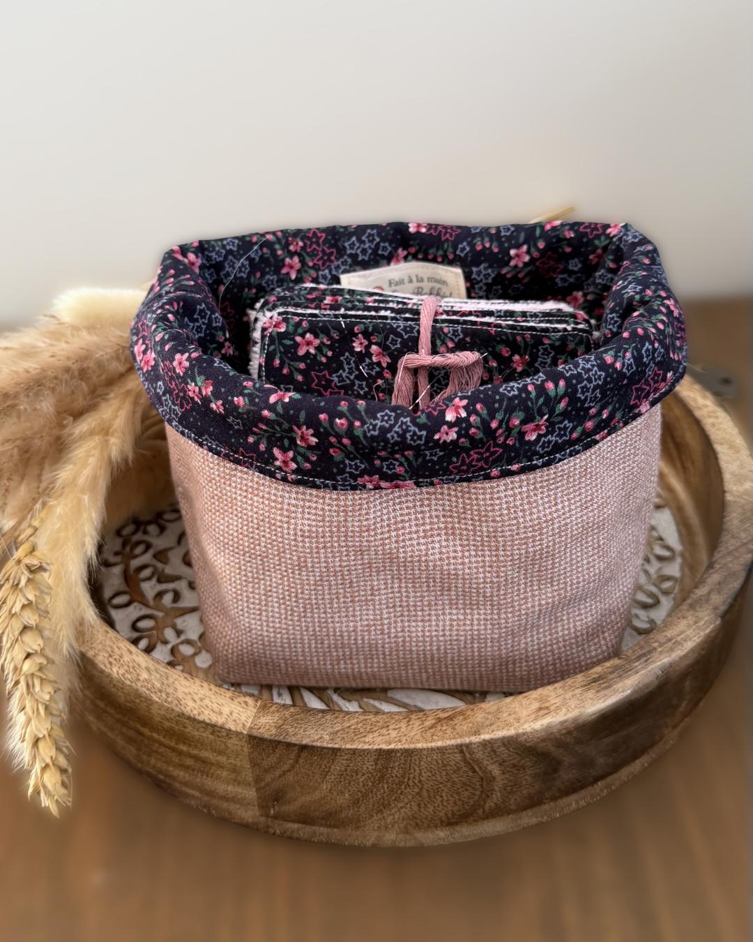 Ensemble salle de bain – Liberty noir & rose poudré 🌸