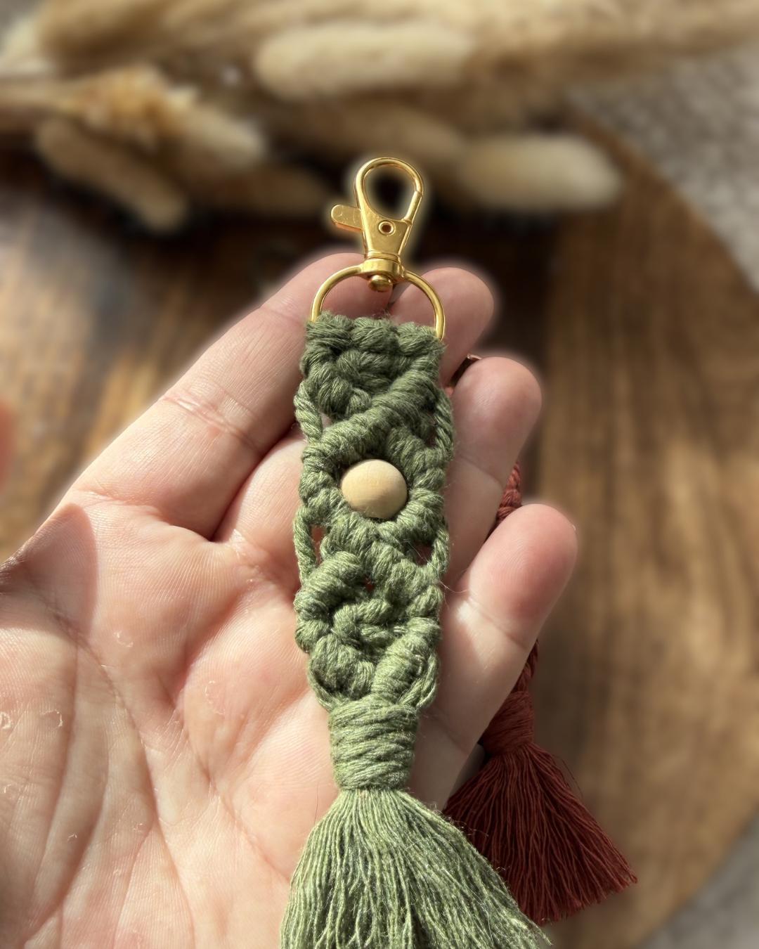 Porte-clés fleur en macramé