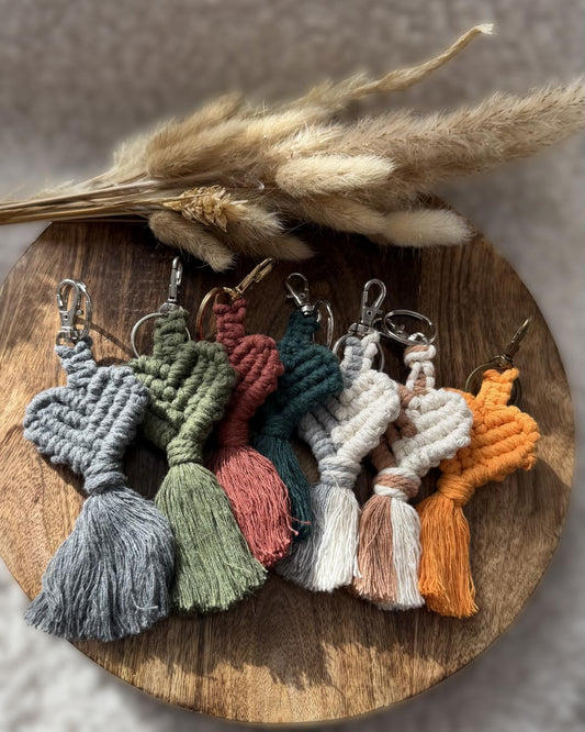 Porte-clé cœur en macramé