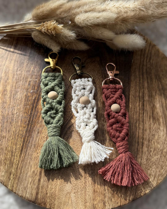 Porte-clés fleur en macramé