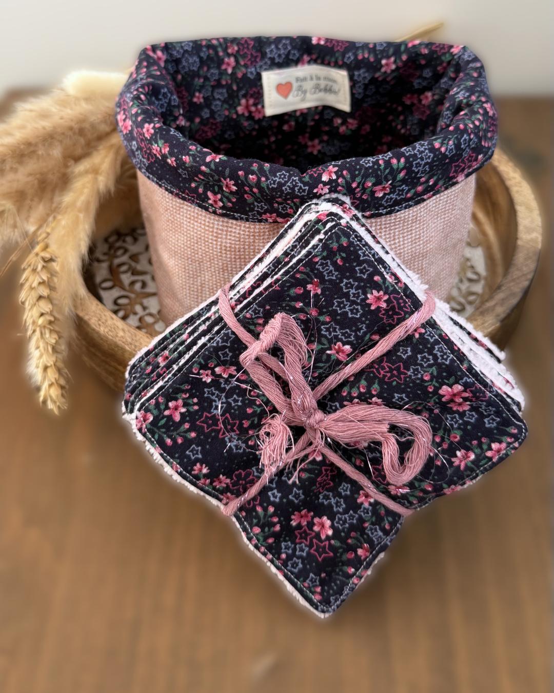Ensemble salle de bain – Liberty noir & rose poudré 🌸