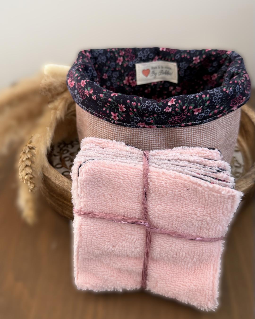 Ensemble salle de bain – Liberty noir & rose poudré 🌸