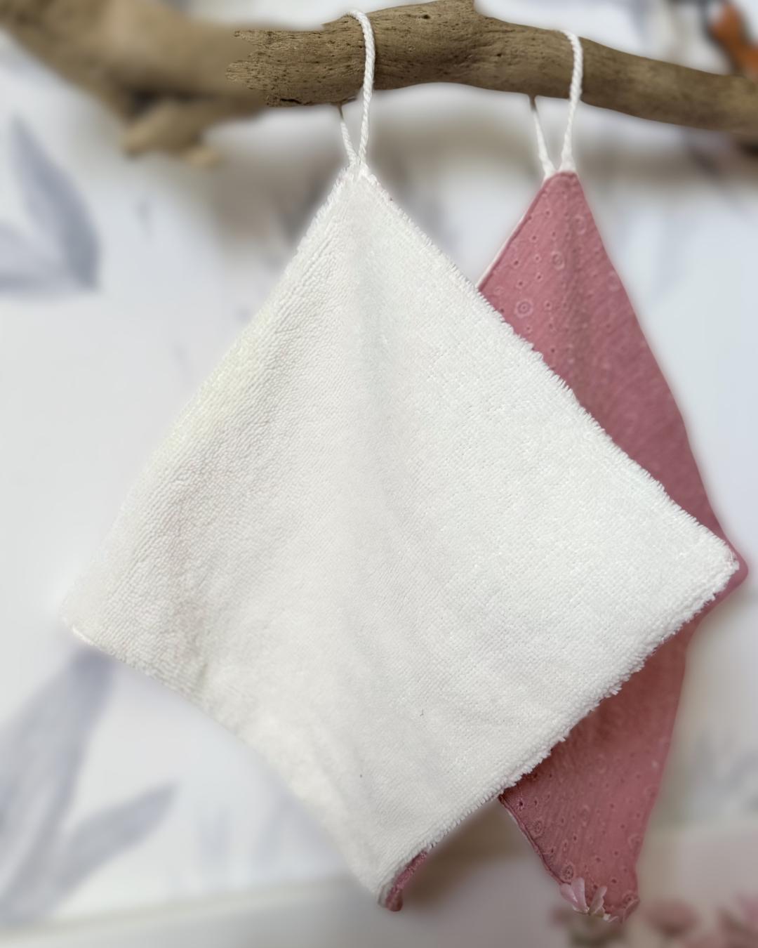 Carrés visage lavables en coton et éponge de bambou